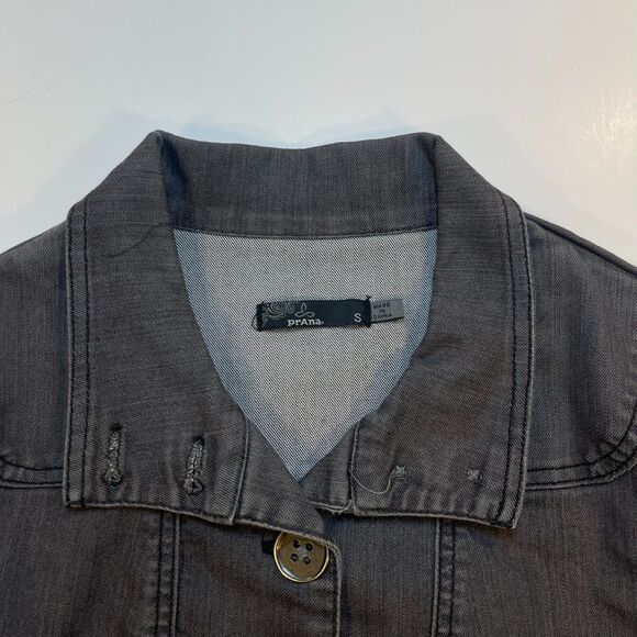PRANA Womens Stretch Denim Jean JACKET Sz S Gray - Picture 5 of 8